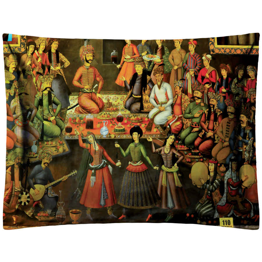 Taie d’oreiller en velours illustrée persane – Taille standard modèle Bazm (x2)