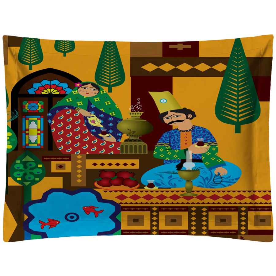 Taie d’oreiller en velours artistique persan – Taille standard modèle Khatoon (x2)