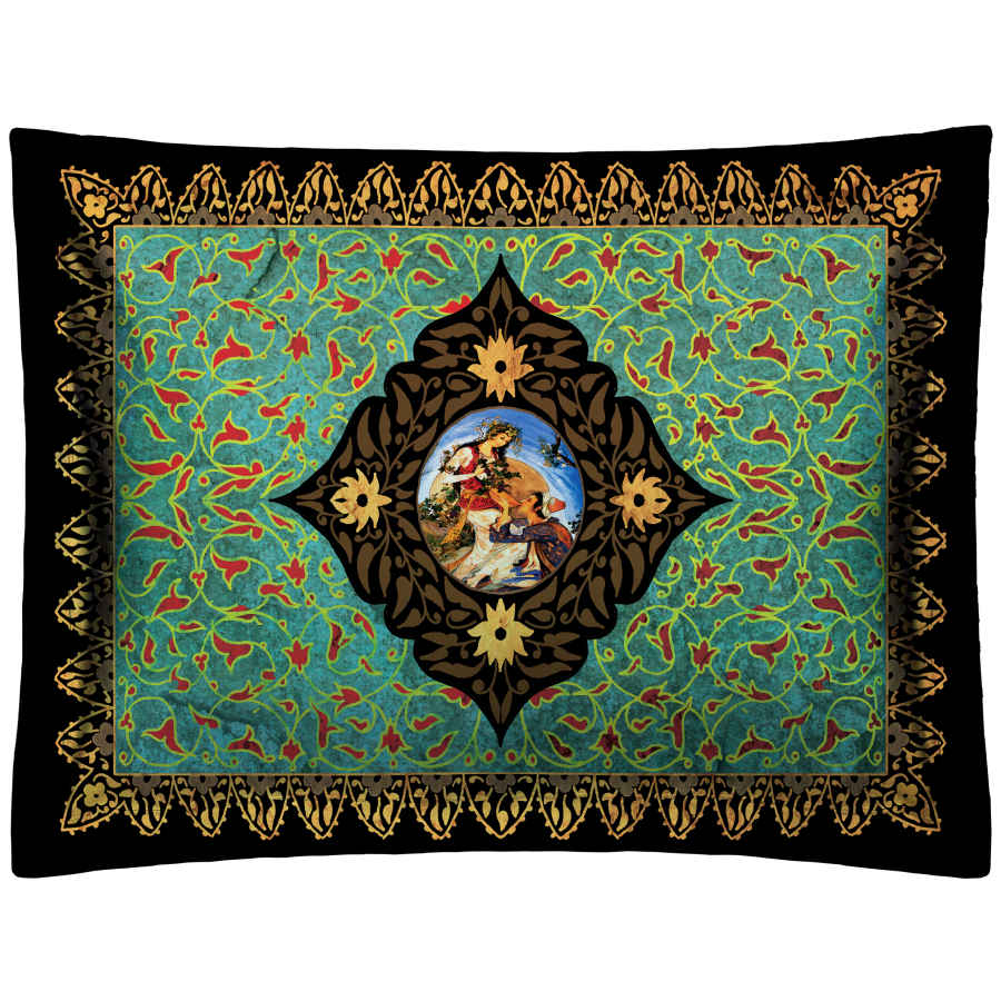 Restful Comfort Bed Pillow – Velvet Cover Inspired by Persian Art 20412