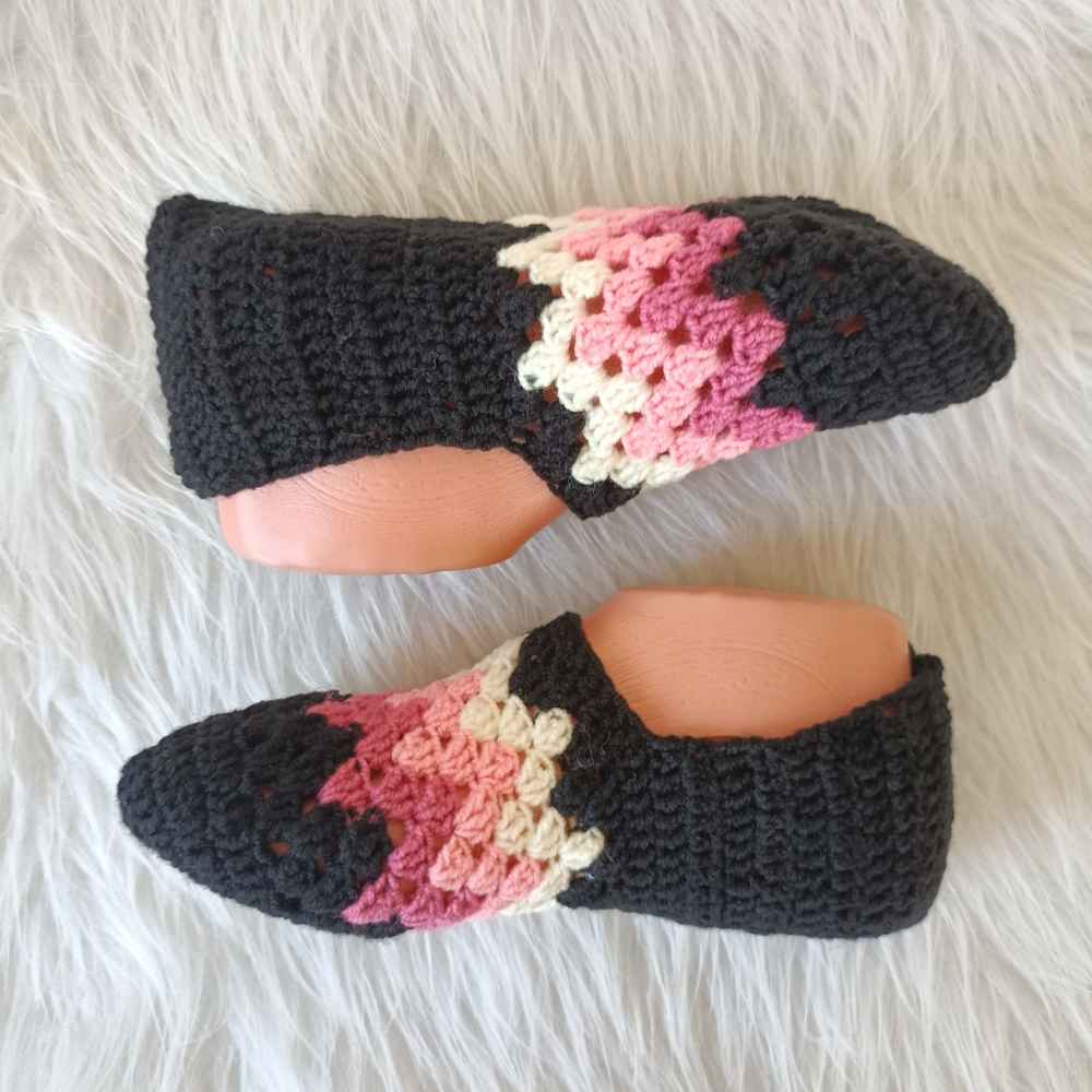 Pantoufles en crochet pour femmes en coton tricoté Modèle Hashti
