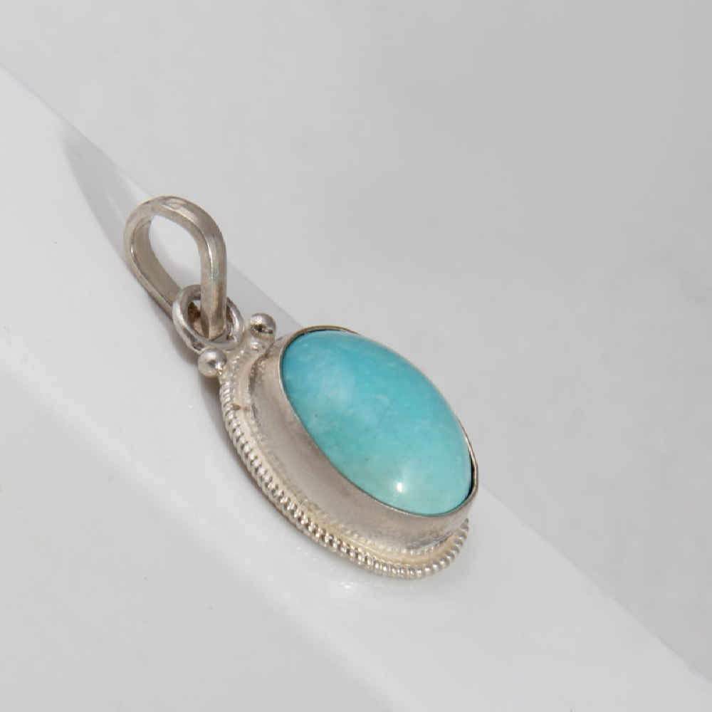 Pendentif en argent persan avec pierre précieuse Turquoise Laleh