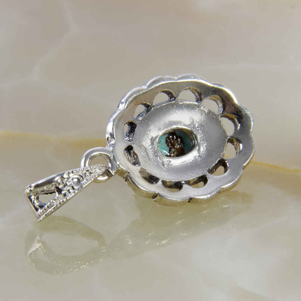 Pendentif en argent persan avec pierre précieuse Turquoise Nahal