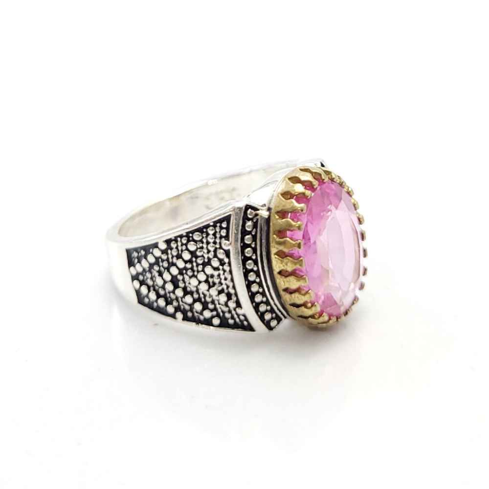 Bague en argent Topaze Rose persane pour homme Vahab
