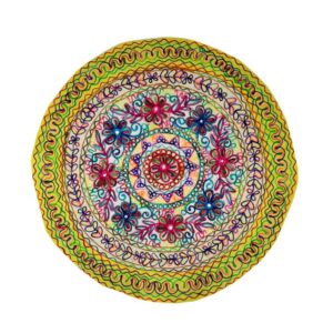 Nappe ronde brodée à la main Modèle Tala