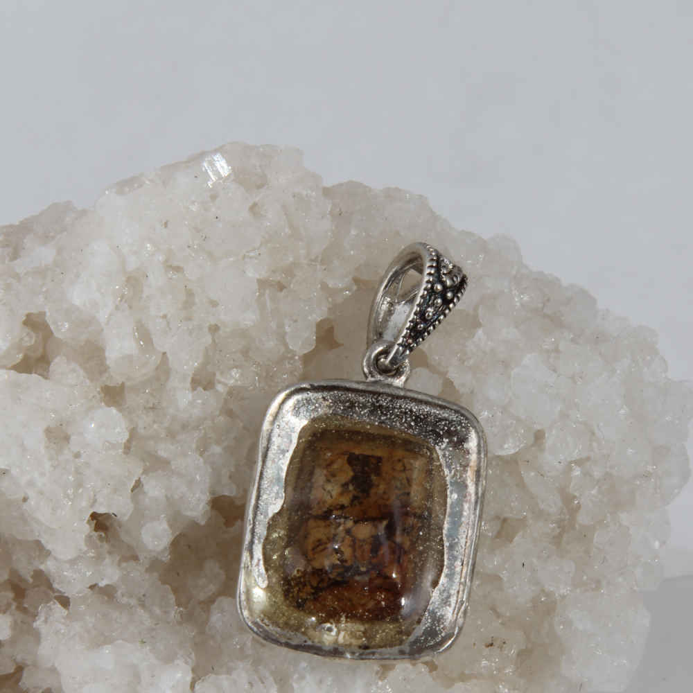 Pendentif en argent persan avec pierre précieuse Turquoise Eram