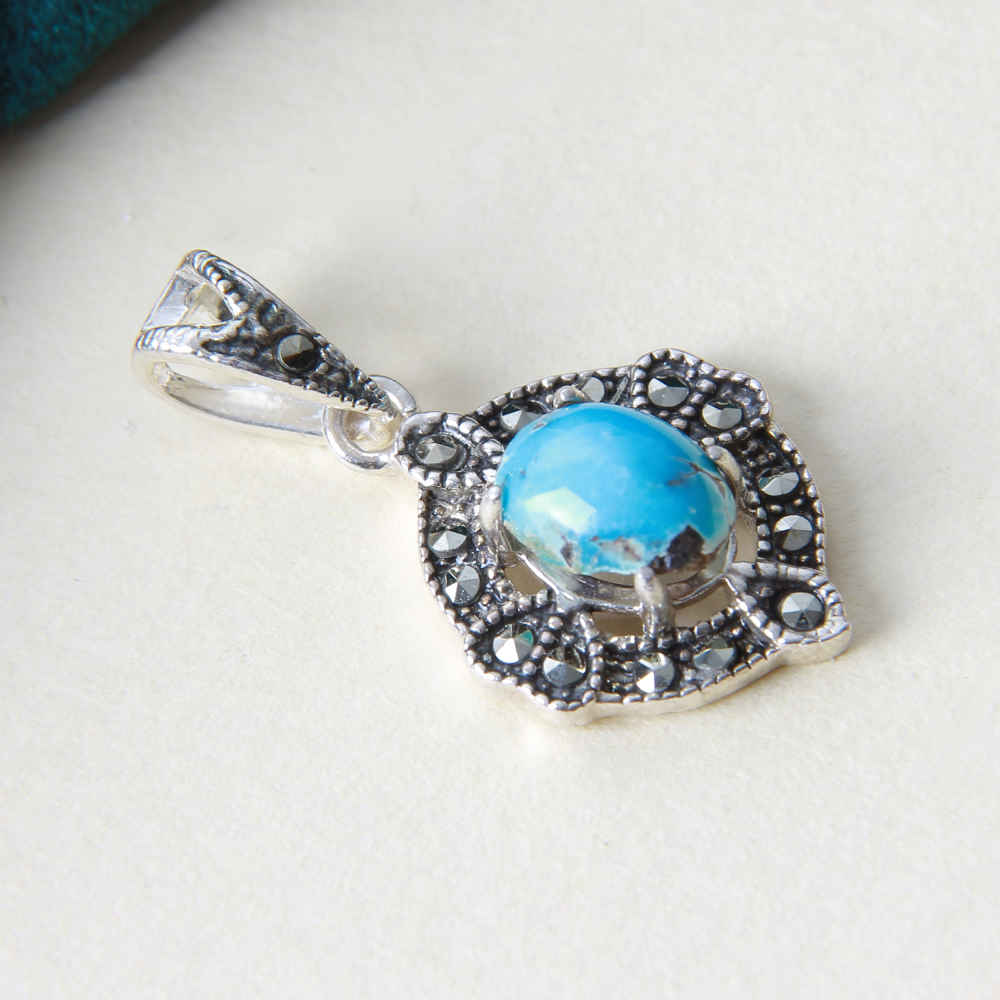 Pendentif en argent persan avec pierre précieuse Turquoise Helen