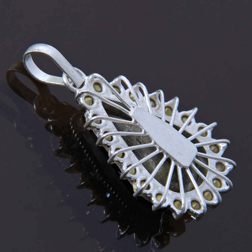 Pendentif en argent persan avec pierre précieuse Turquoise Nil