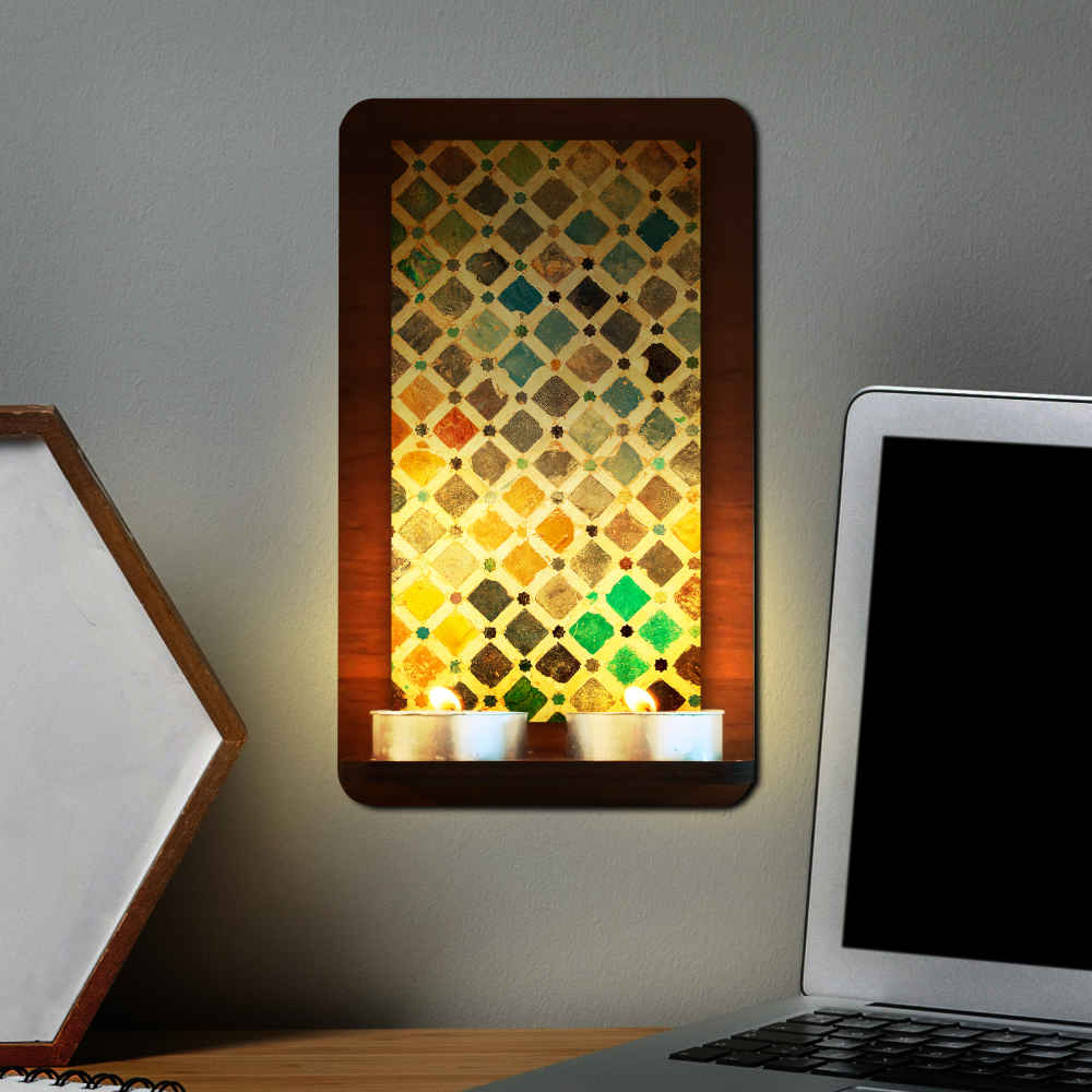 Applique murale persane en bois pour bougies chauffe-plat Bahar (x2)