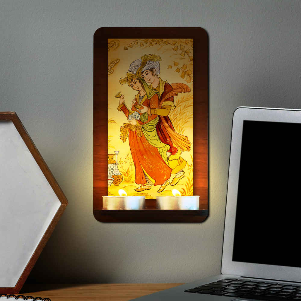 Applique murale persane en bois pour bougies chauffe-plat Bardia (x2)