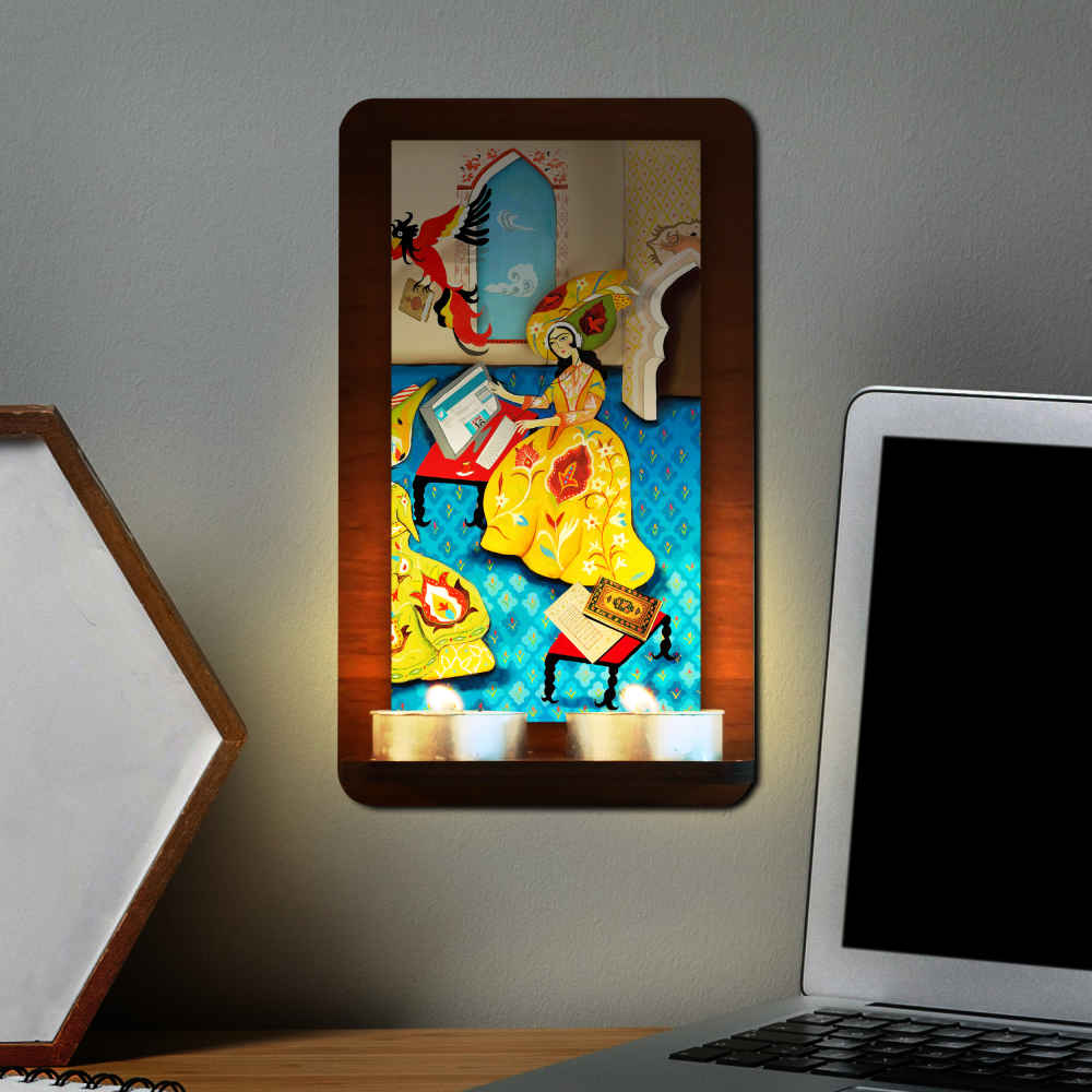 Applique murale persane en bois pour bougies chauffe-plat Bita (x2)