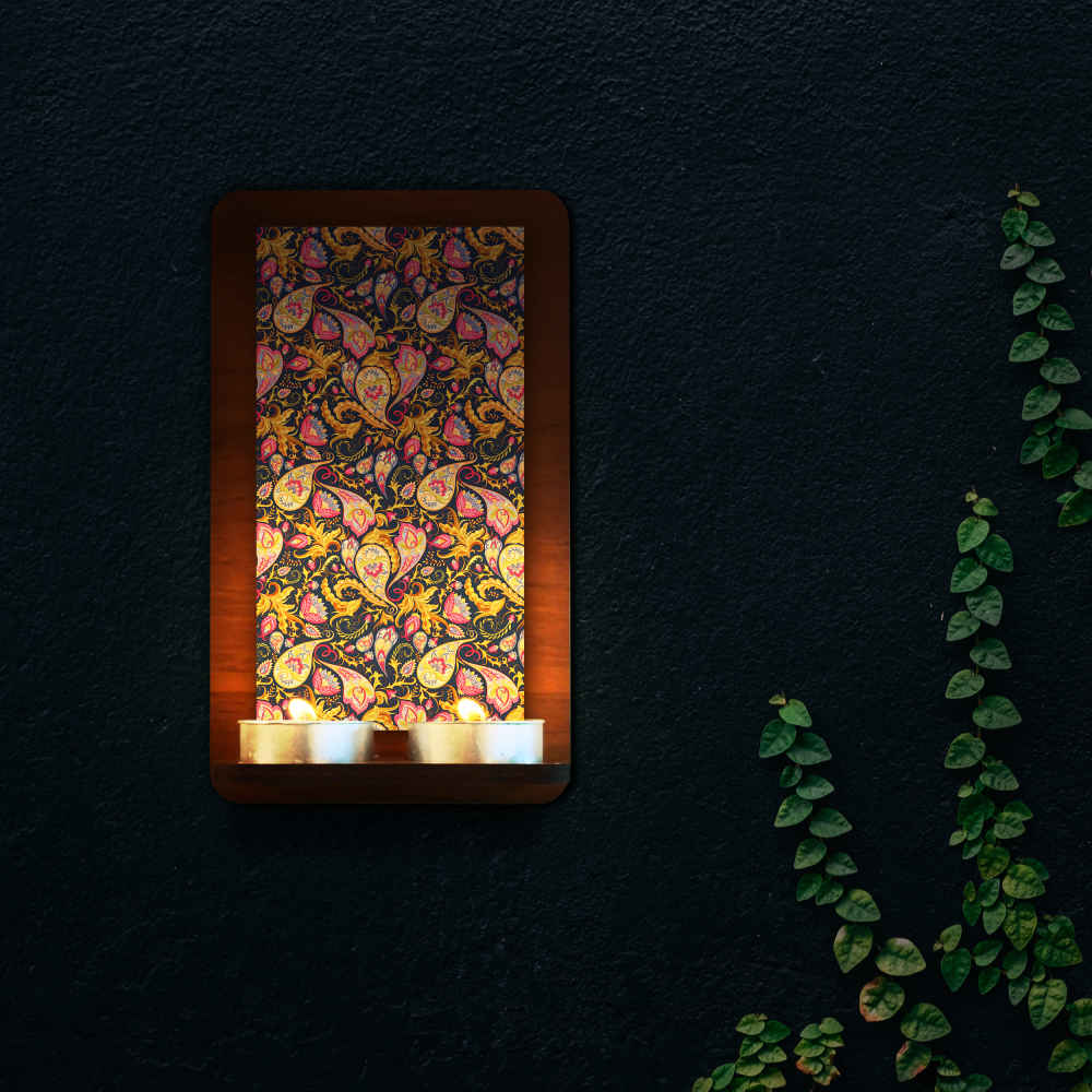 Applique murale persane en bois pour bougies chauffe-plat Paisley (x2)
