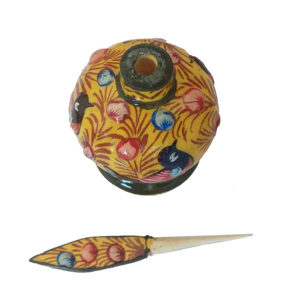 Contenant Persan Surma Dani en Bois pour Garder le Kohl Gol o Morgh (x2)