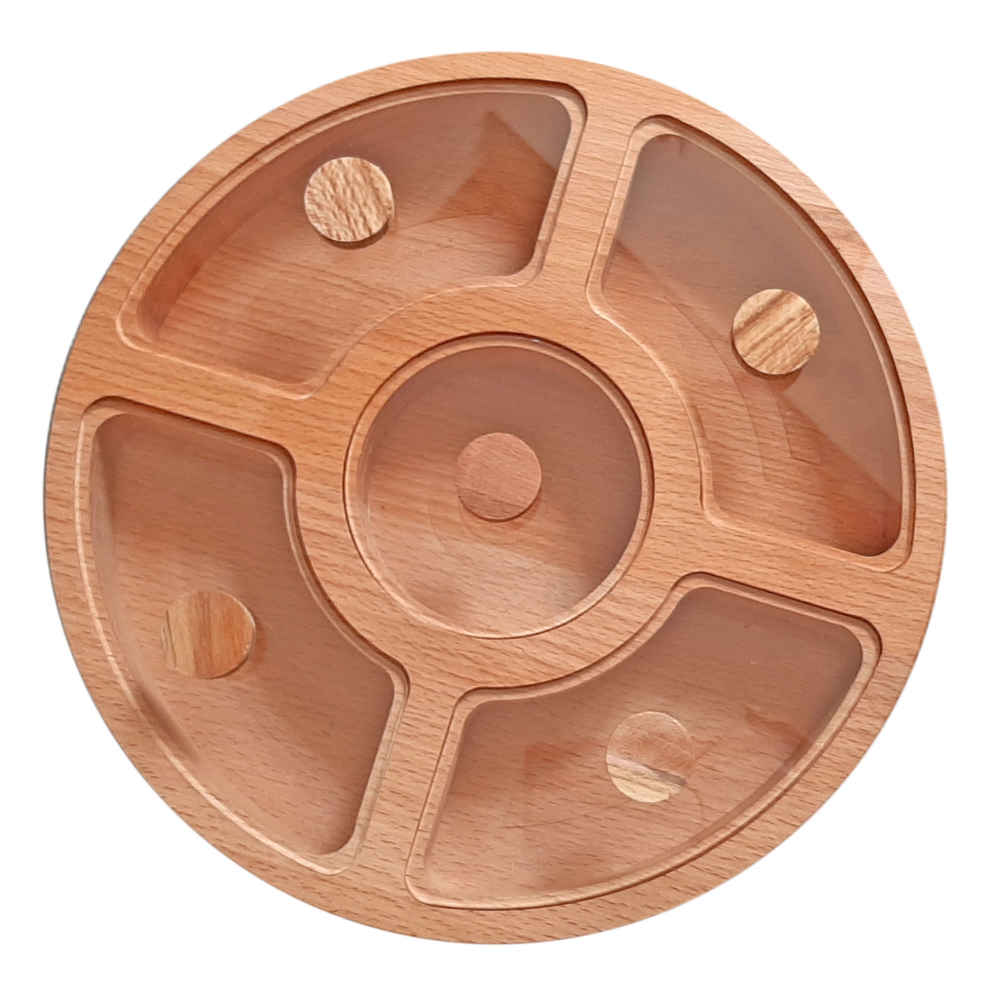 Boîte organisatrice en bois pour noix et snacks Modèle Rond