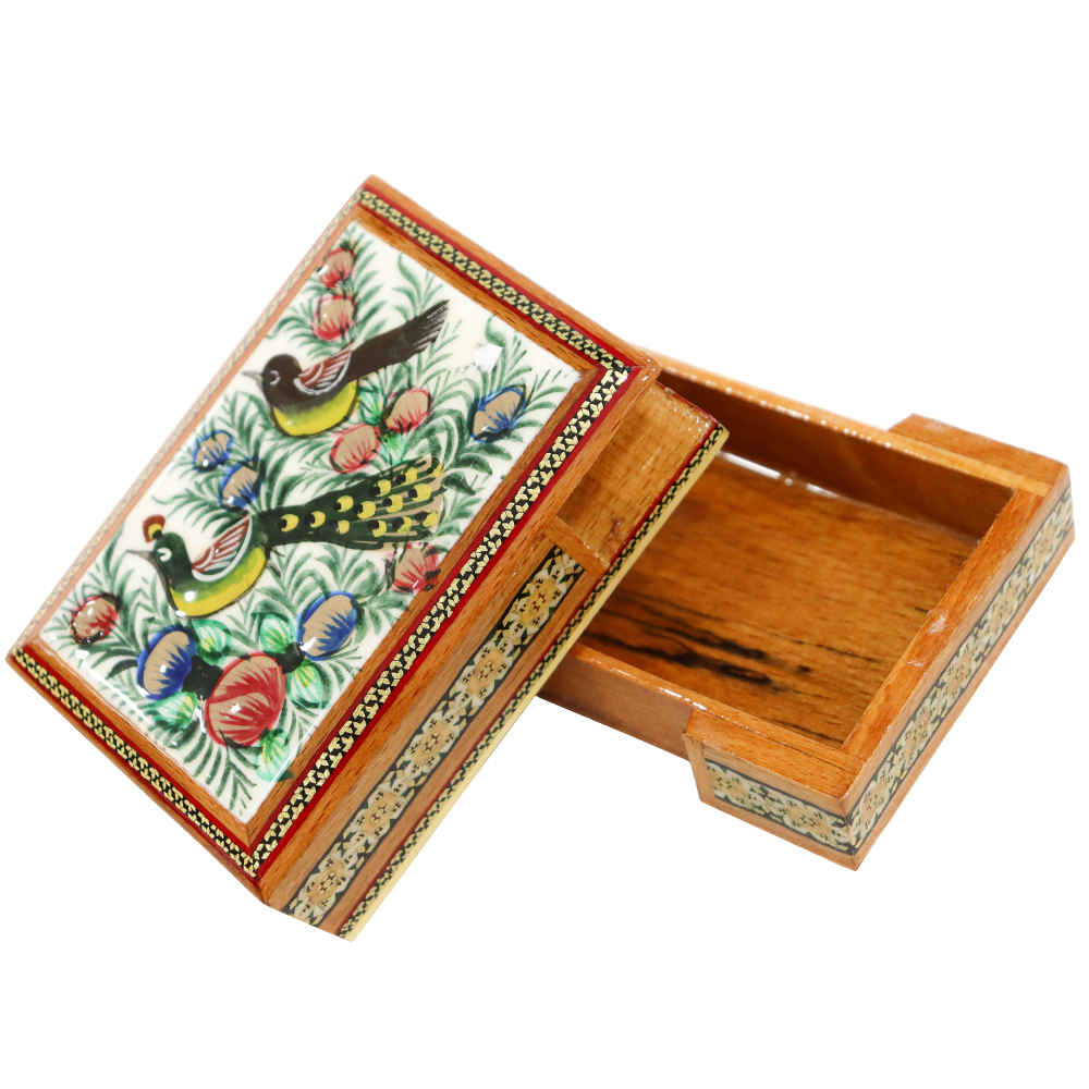 Boîte de cartes à jouer en bois persan – Décoration émaillée Khatam Naghashi