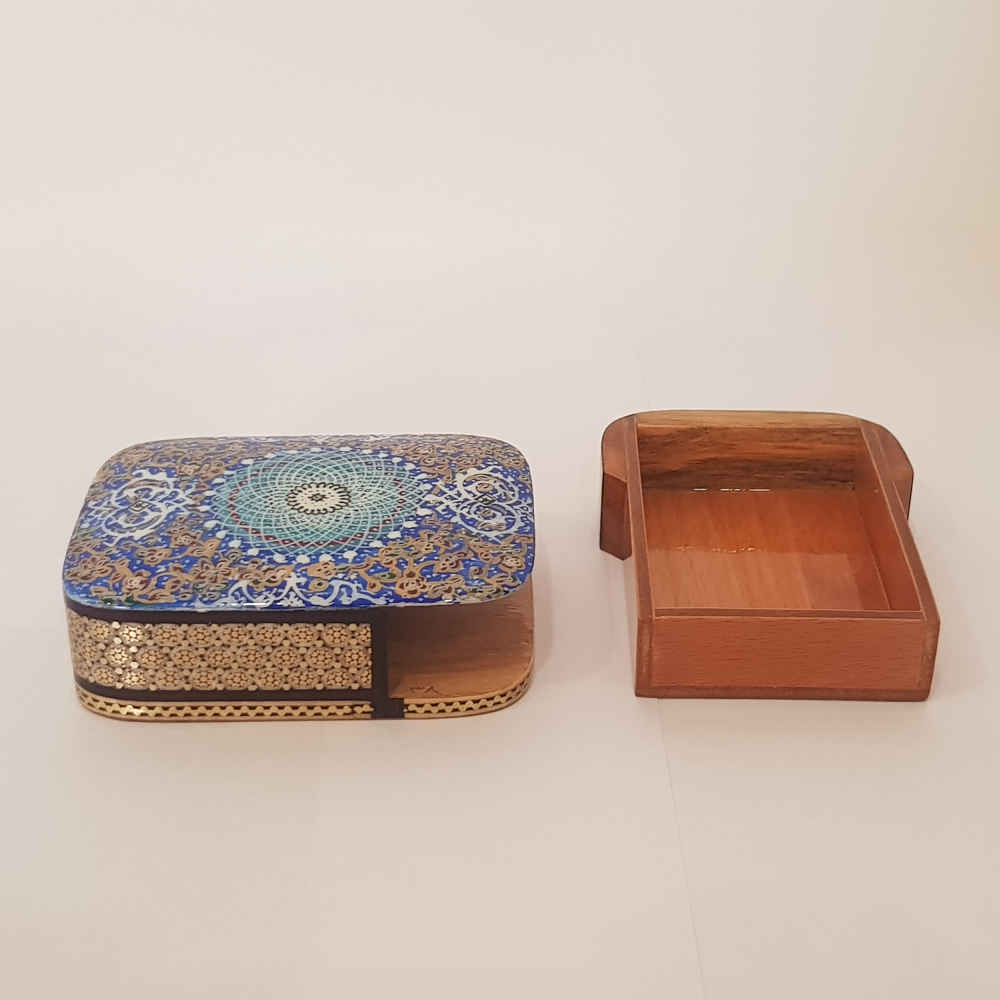 Boîte de cartes à jouer en bois persan – Décoration émaillée Khatam Tazhib