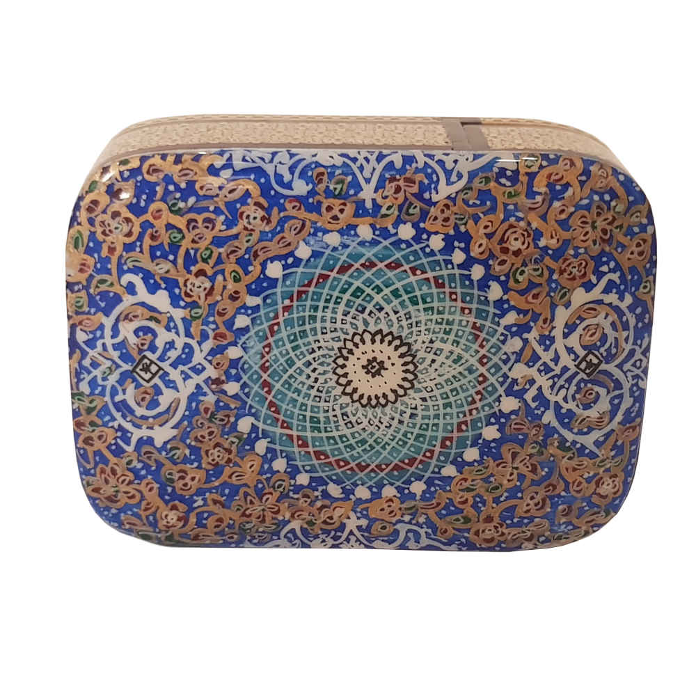 Boîte de cartes à jouer en bois persan - Décoration émaillée Khatam Tazhib