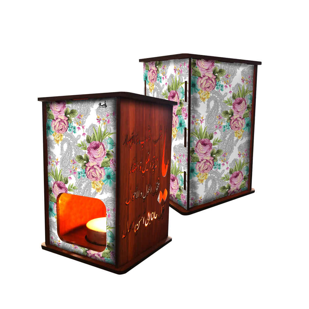 Lanterne persane en bois pour bougies chauffe-plat Florale (x2)