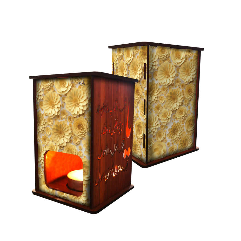 Lanterne persane en bois pour bougies chauffe-plat Fleur (x2)