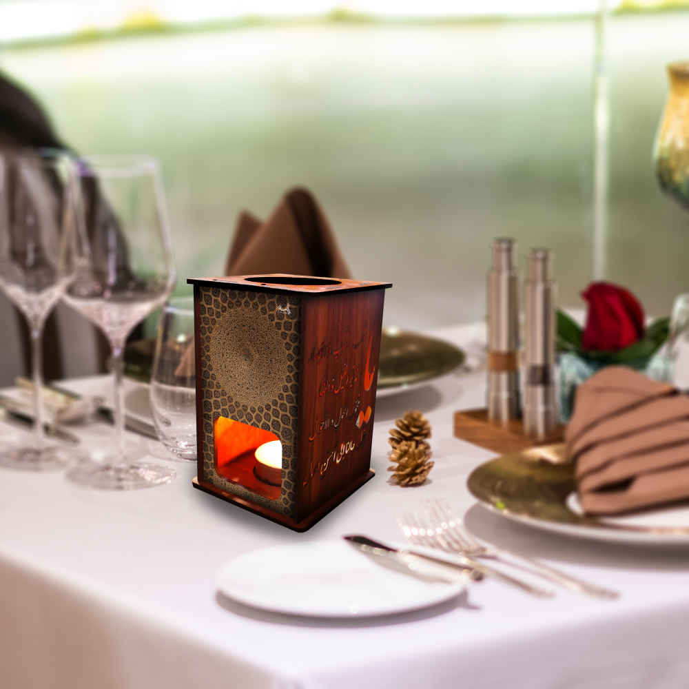 Lanterne persane en bois pour bougies chauffe-plat Gonbad (x2)