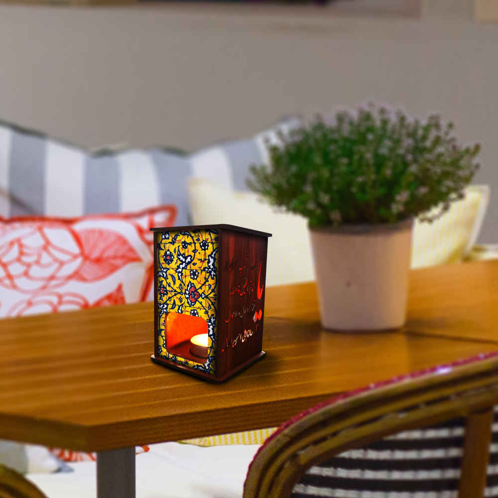 Lanterne persane en bois pour bougies chauffe-plat Carreau (x2)