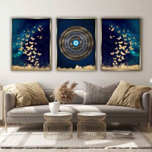3 pcs Affiche islamique – Ayatul Kursi Art mural encadré