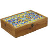 Boîte organisatrice en bois pour thé avec tiroirs et motif persan Fleurs