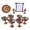 Set de plats Haftseen en cuivre avec miroir adapté pour Nowruz Afra