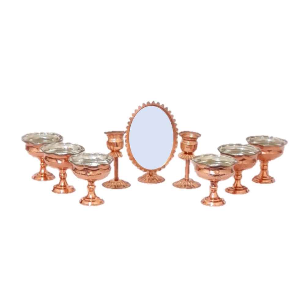 Set de plats Haftseen en cuivre avec miroir adapté pour Nowruz Diba