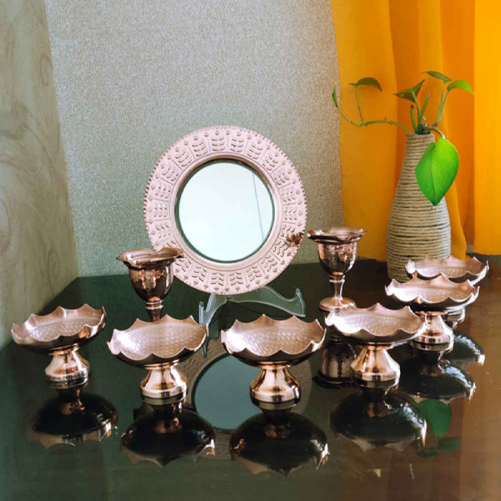 Set de plats Haftseen en cuivre avec miroir adapté pour Nowruz Kiarash