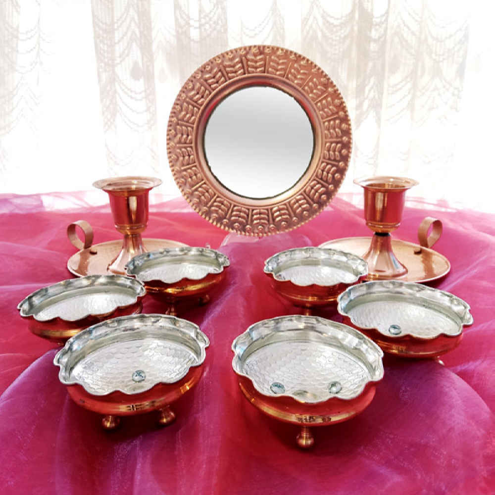 Set de plats Haftseen en cuivre avec miroir adapté pour Nowruz Vanisha