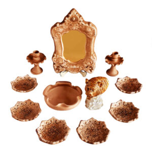 Set de plats Haftseen avec miroir, adapté pour Nowruz Azin (10 pièces)