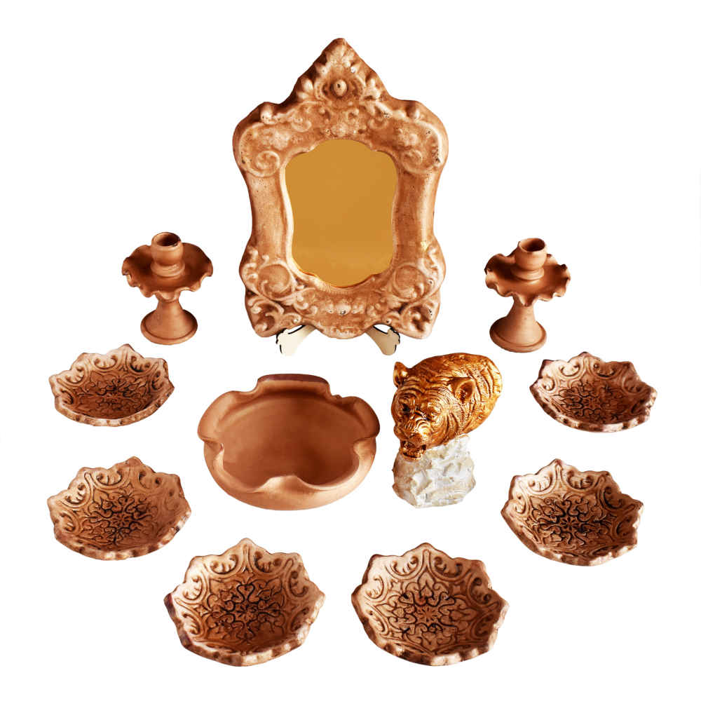 Set de plats Haftseen avec miroir, adapté pour Nowruz Azin (10 pièces)