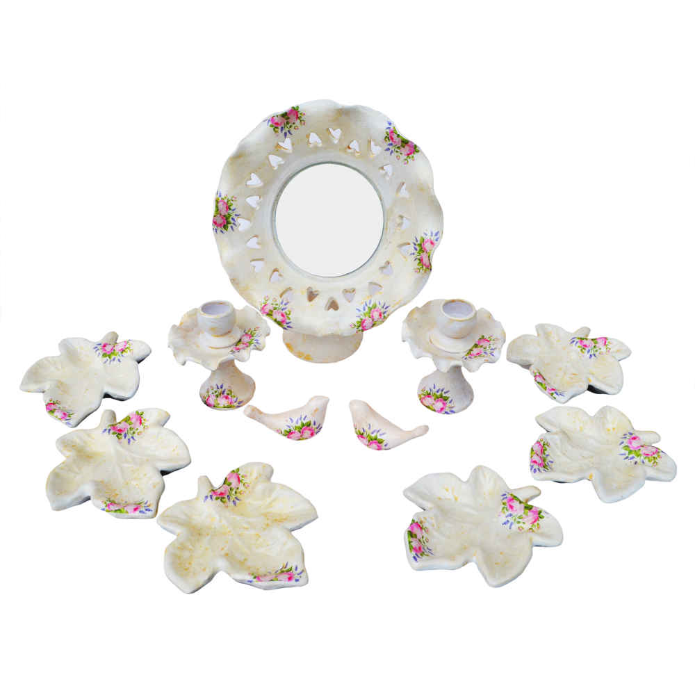 Set de plats Haftseen avec miroir, adapté pour Nowruz Barg (11 pièces)