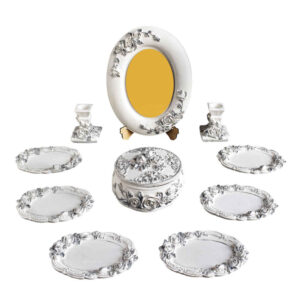 Set de plats Haftseen avec miroir, adapté pour Nowruz Ghazal (10 pièces)