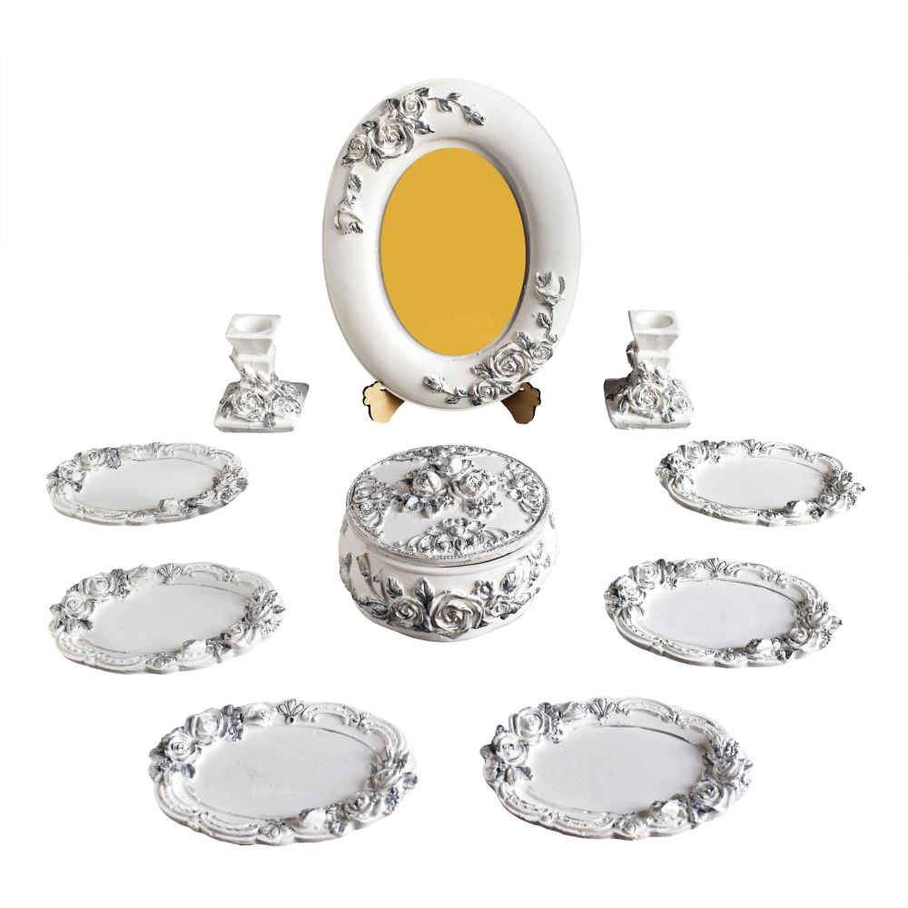 Set de plats Haftseen avec miroir, adapté pour Nowruz Ghazal (10 pièces)