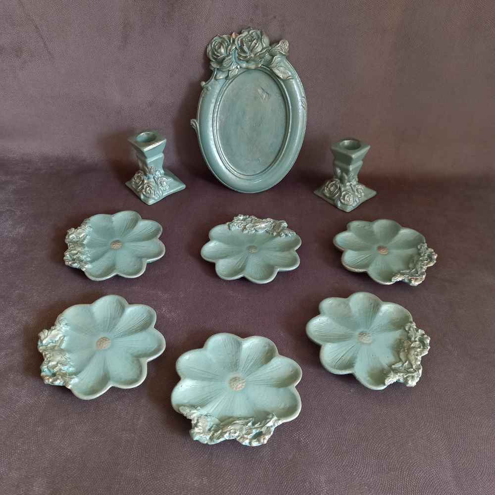 Set de plats Haftseen avec miroir, adapté pour Nowruz Gol (9 pièces)