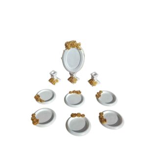 Set de plats Haftseen avec miroir, adapté pour Nowruz Golab (9 pièces)