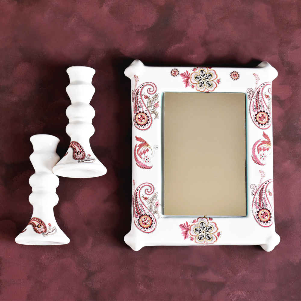 Set de plats Haftseen avec miroir, adapté pour Nowruz Jeyran (10 pièces)