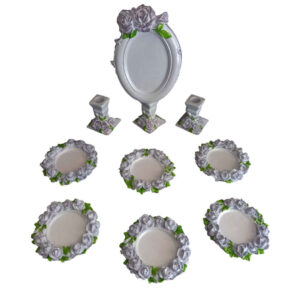 Set de plats Haftseen adapté pour la célébration de Nowruz, Rose (9 pièces)