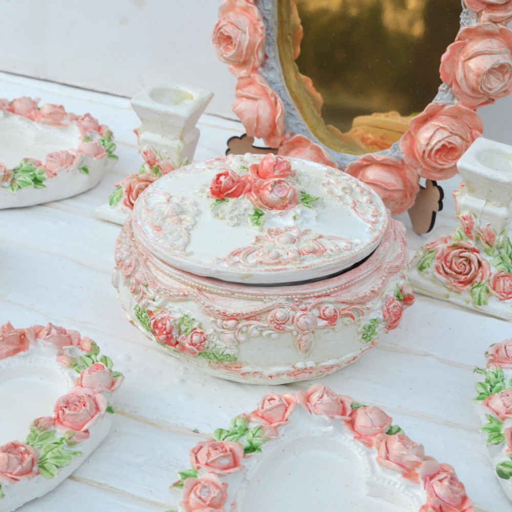 Set de plats Haftseen avec miroir, adapté pour Nowruz Rose Light (10 pièces)