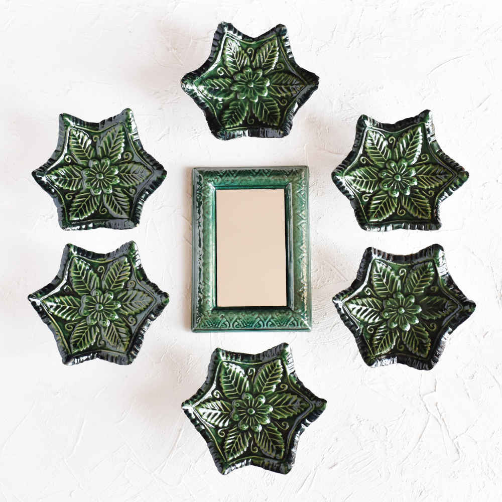 Set de plats Haftseen avec miroir, adapté pour Nowruz Sabzineh (10 pièces)