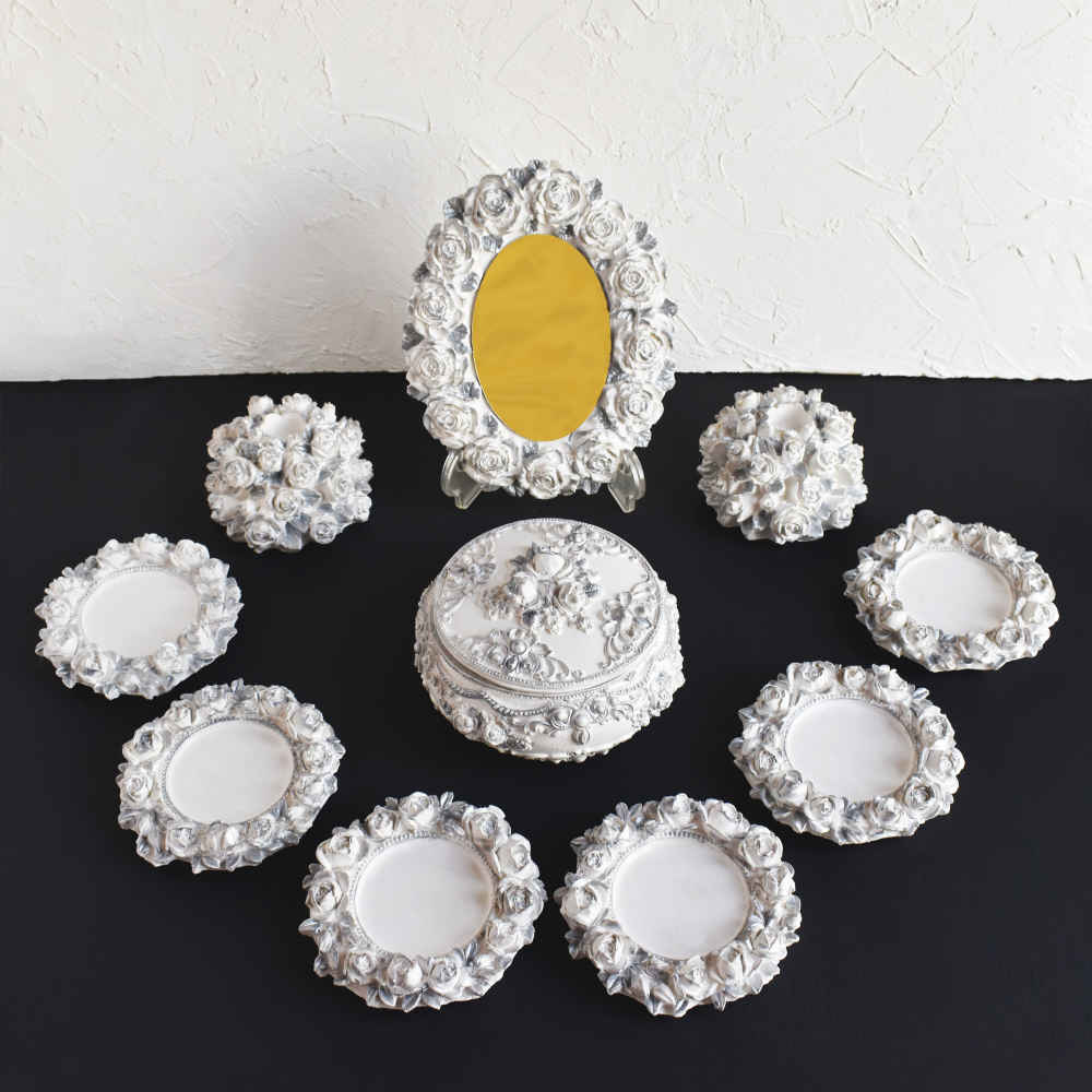 Set de plats Haftseen avec miroir, adapté pour Nowruz Zargol (10 pièces)