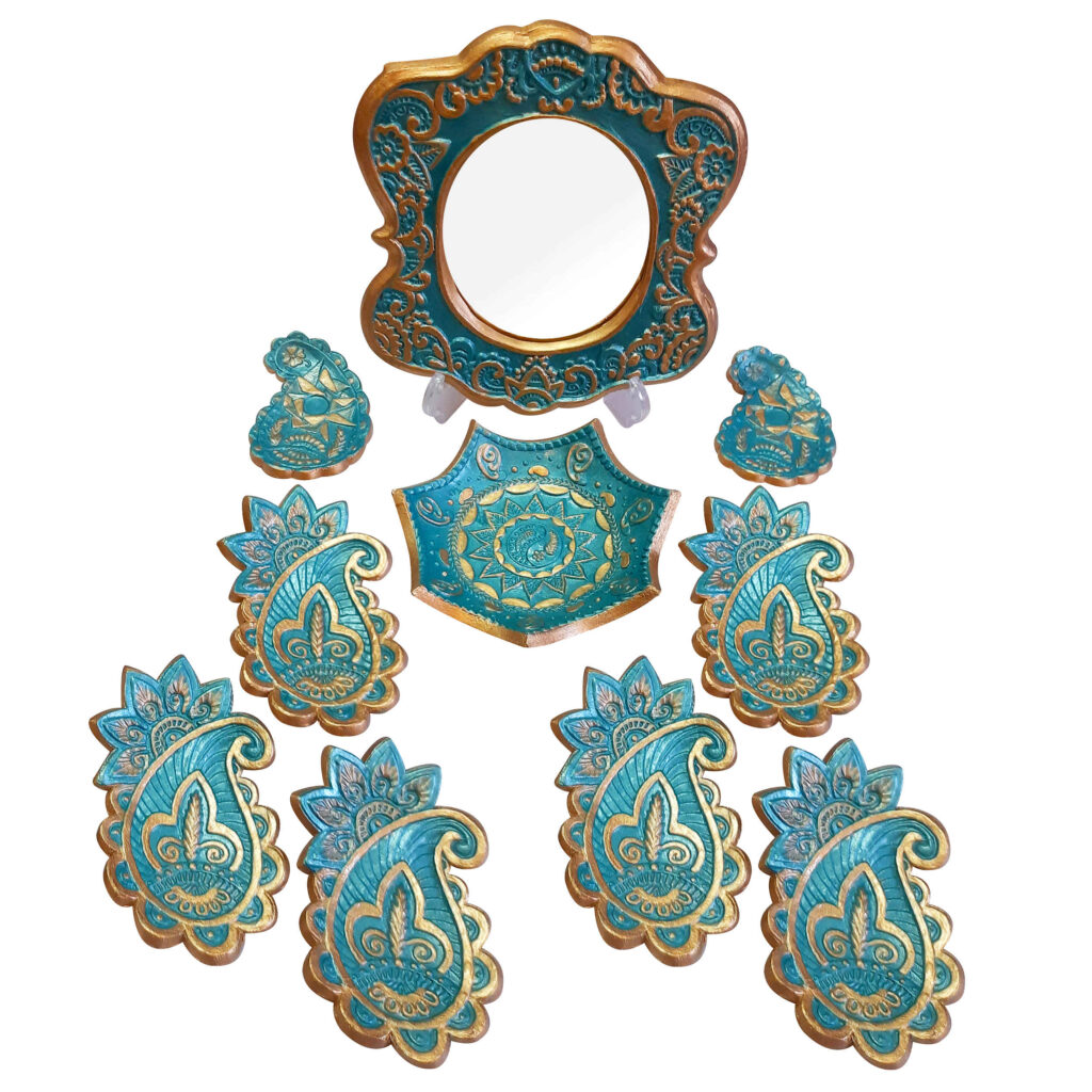 Set de plats Haftseen avec miroir, adapté pour Nowruz