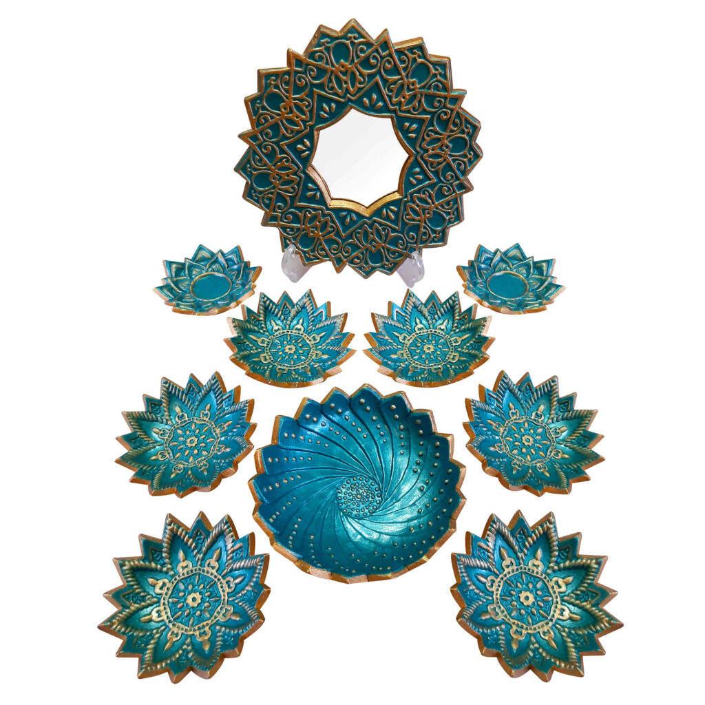 Set de plats Haftseen avec miroir, adapté pour Nowruz Mahya