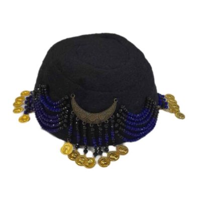 Chapeau ethnique persan fait main au design textile traditionnel, Hamadan Yekta
