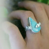 Bague en Argent Persan Faite Main pour Femme avec Turquoise de Neyshabur