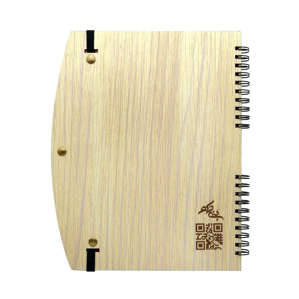 Carnet en Bois Persan – Design Ashegh, Couverture Artistique en Bois