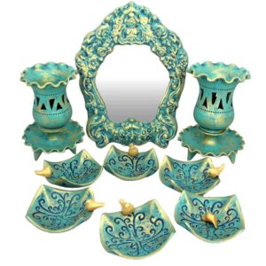 Set de plats Haftseen en céramique avec miroir adapté pour Nowruz Birds