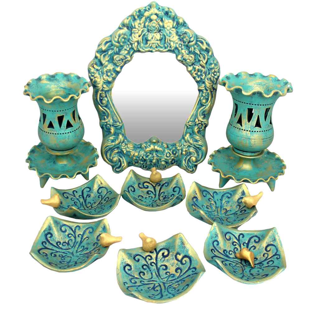 Set de plats Haftseen en céramique avec miroir adapté pour Nowruz Birds