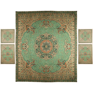 Ensemble de couvre-lit persan – Style oriental taille double avec tissu Termeh – Green Reyhan